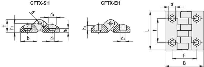 Dostępne warianty zawiasów CFTX