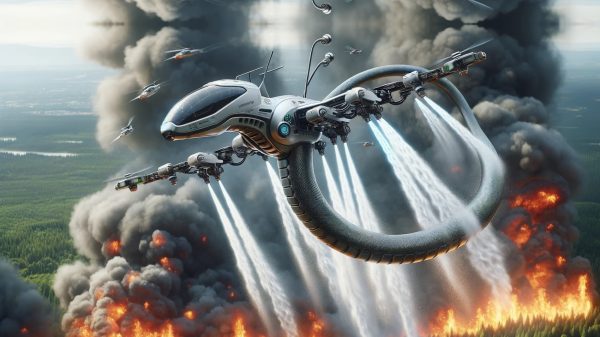 Latający robot gaszący pożar